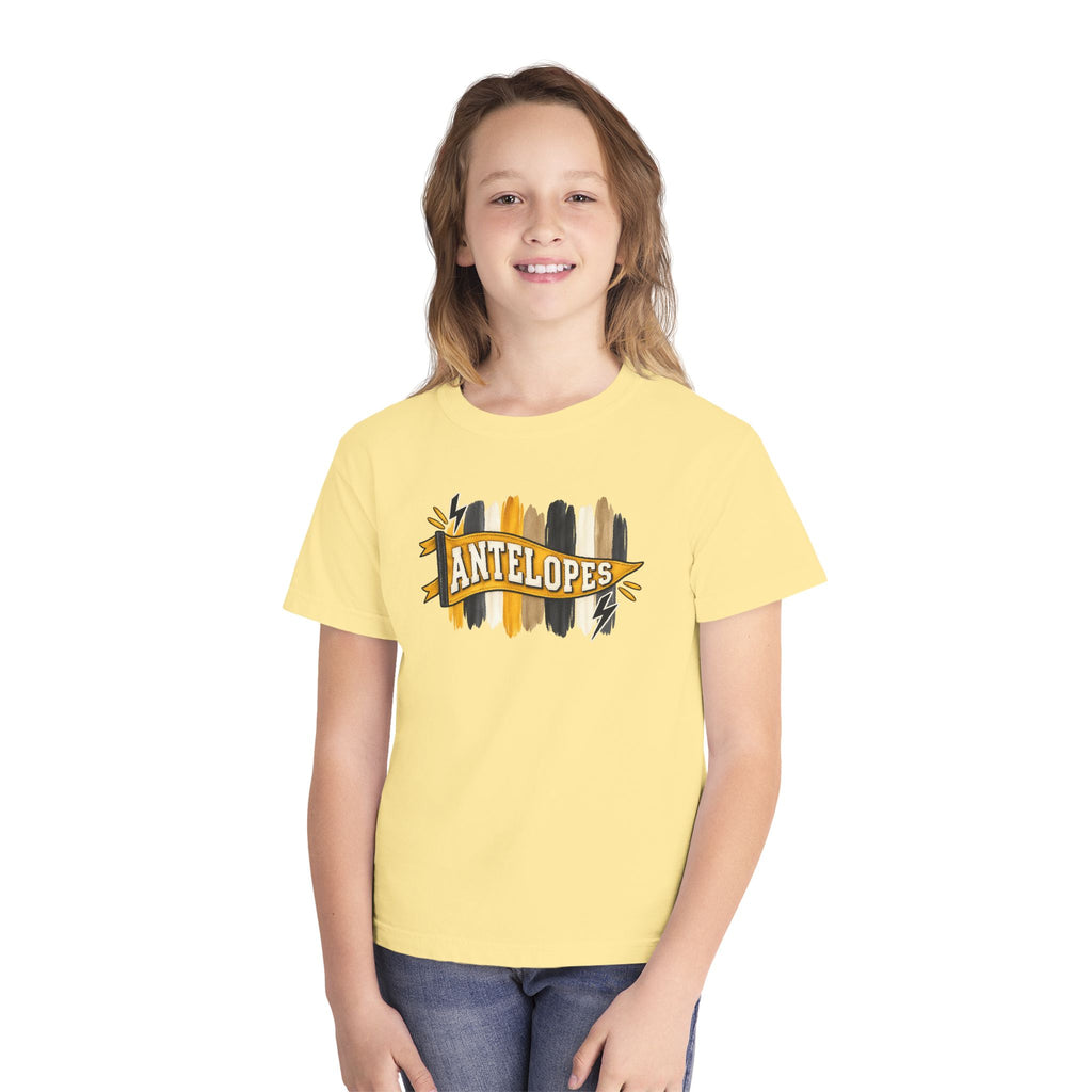 Antelopes Youth Tee — School Spirit Brushstroke Design