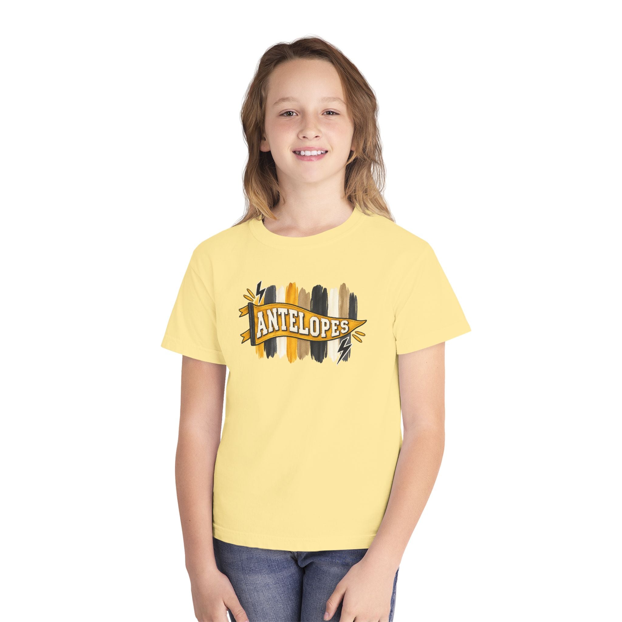 Antelopes Youth Tee — School Spirit Brushstroke Design