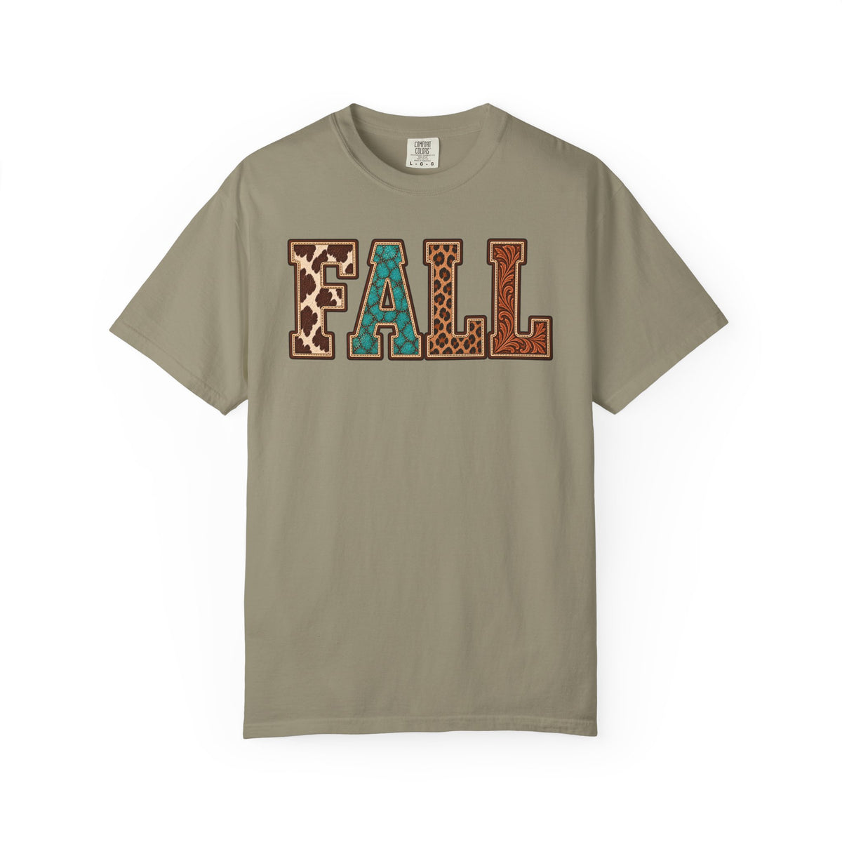 Fall Graphic T-Shirt —  Western Retro Patchwork Lettering