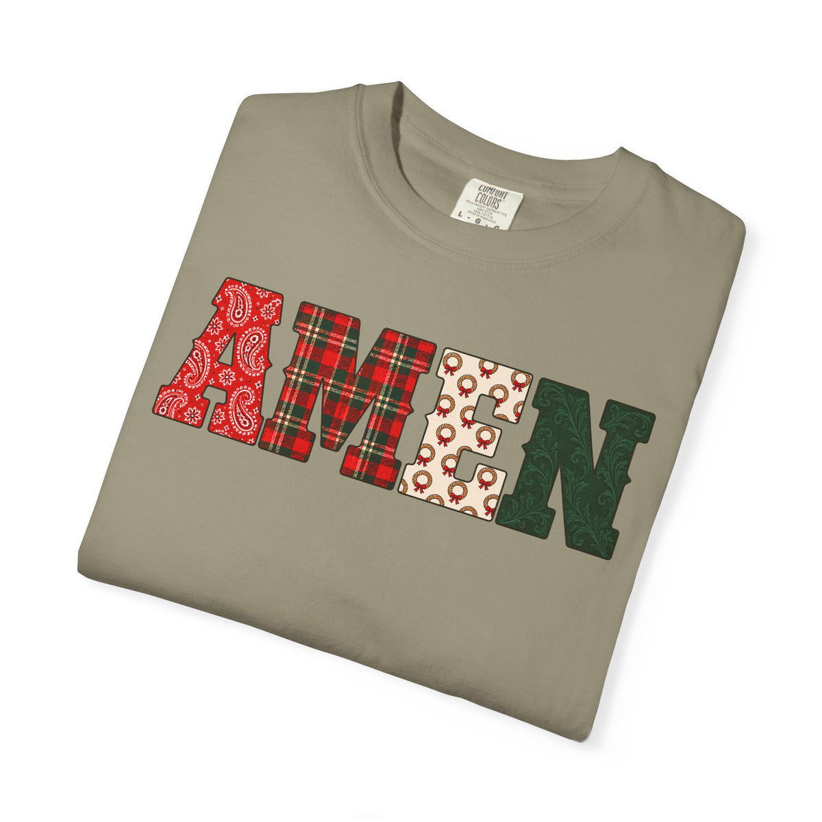 AMEN Western Christmas Patchwork T-Shirt
