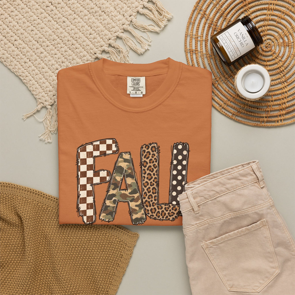 Fall Patchwork Letter T-Shirt
