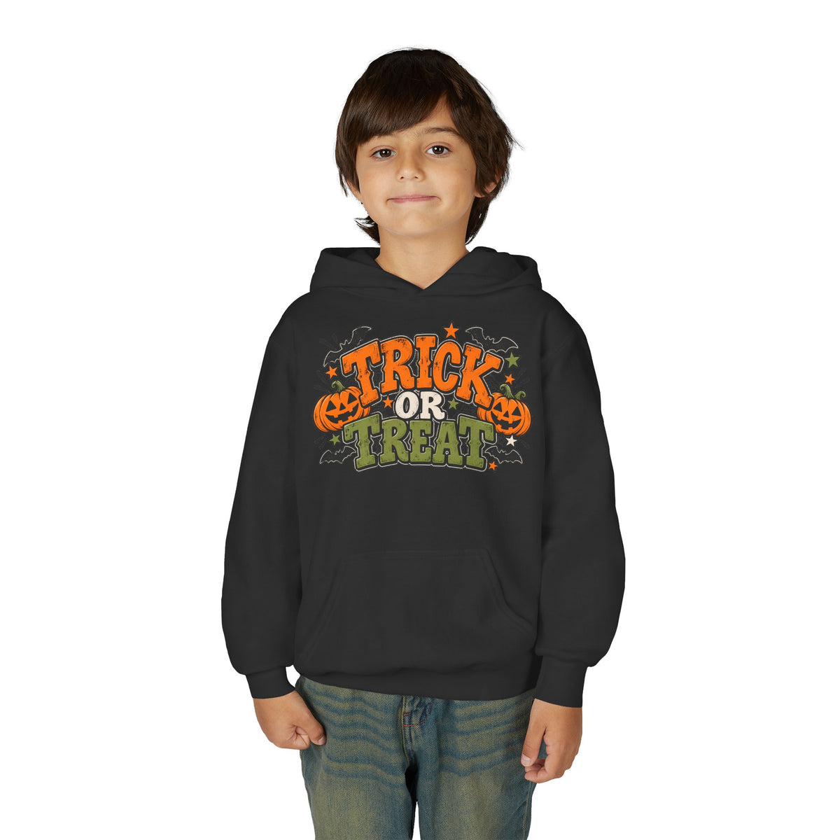 Youth Hoodie - 'Trick or Treat' Halloween Pumpkin Graphic