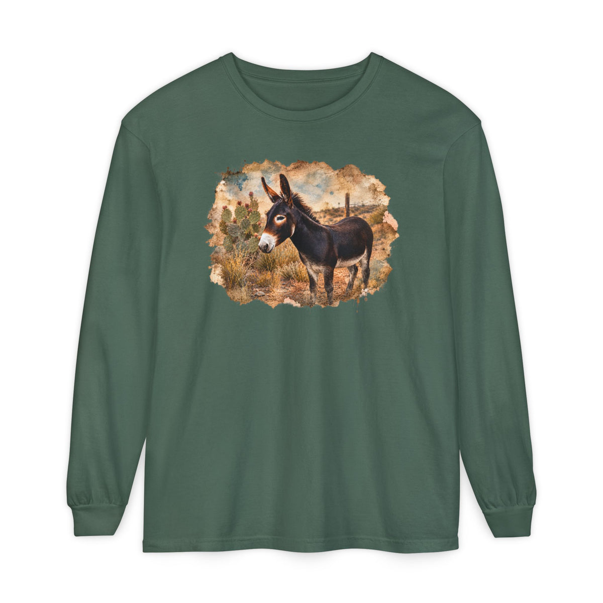 Donkey in Desert Scene Long Sleeve Tee