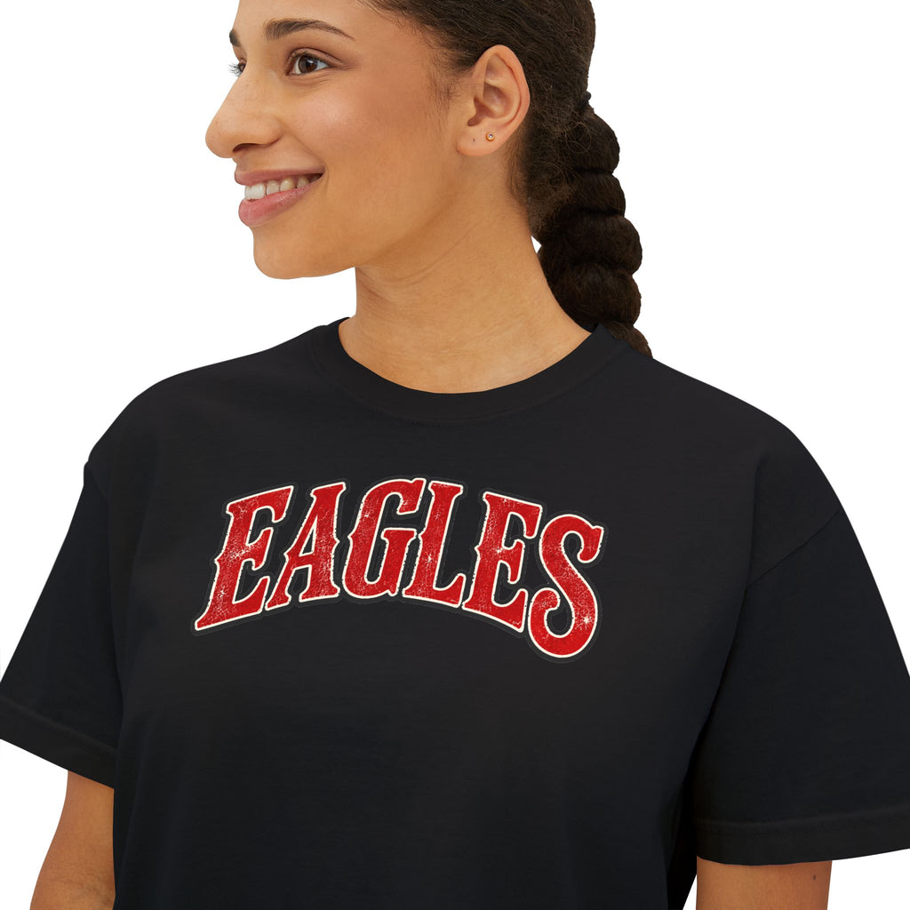 Eagles Graphic Boxy Tee — Women's Cropped Crewneck Shirt