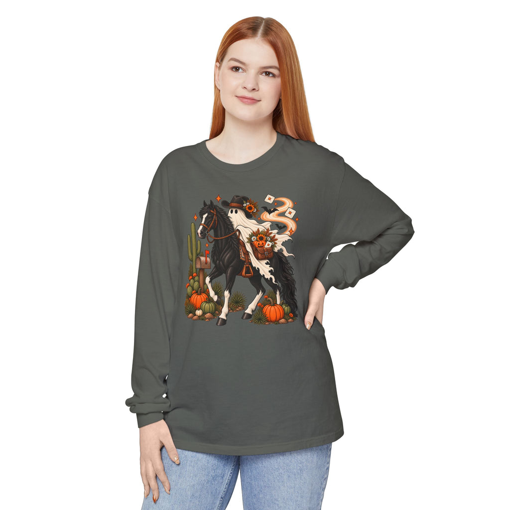 Halloween Cowboy Ghost Horse Long Sleeve Tee
