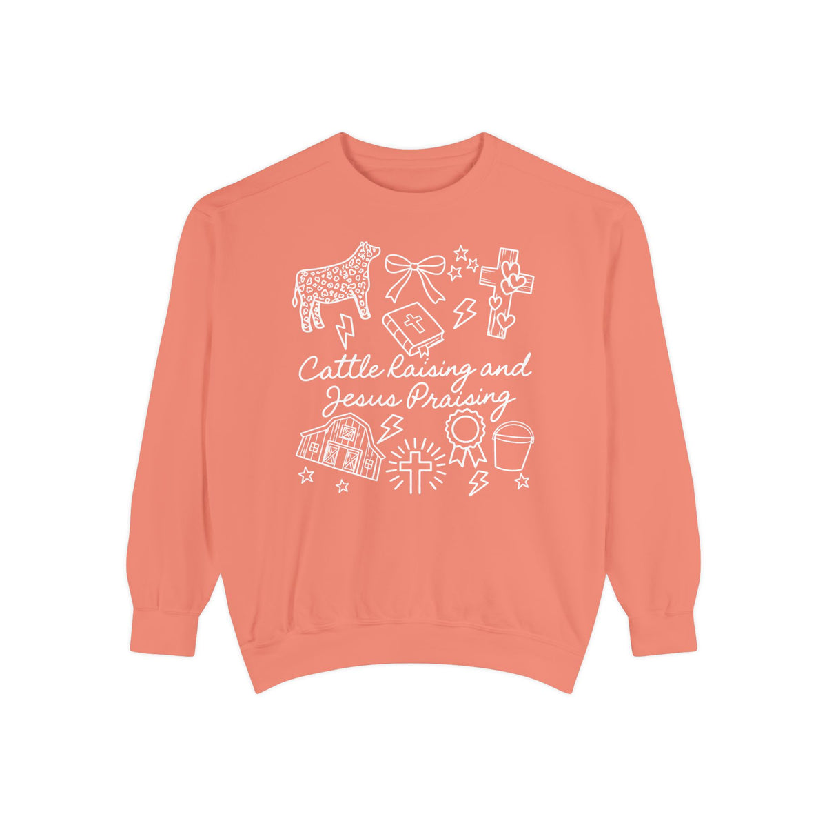 Cattle Raising & Jesus Praising Sweatshirt — Stockshow Mom Christian Crewneck