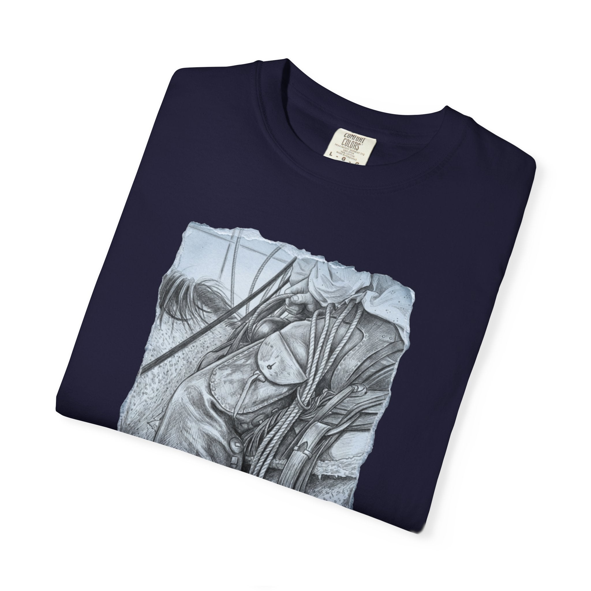Long Live Cowboys Graphic Tee | Original Western Photography Sketch Shirt | Unisex Garment-Dyed T-Shirt