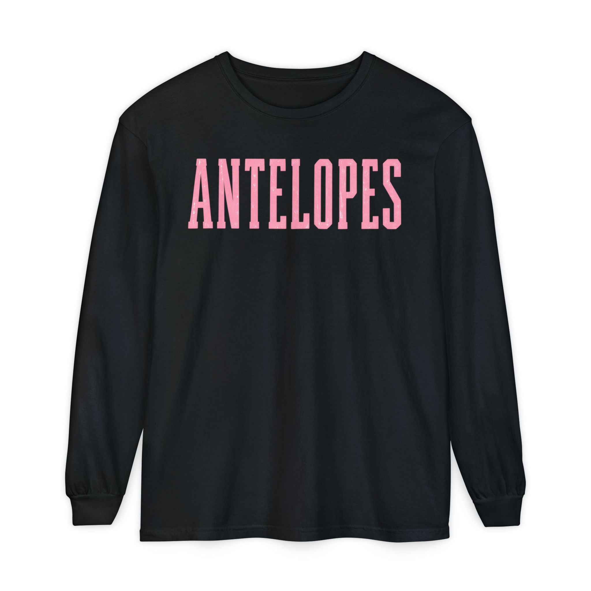 Antelopes Long Sleeve T‑Shirt — Vintage Collegiate Pink Logo