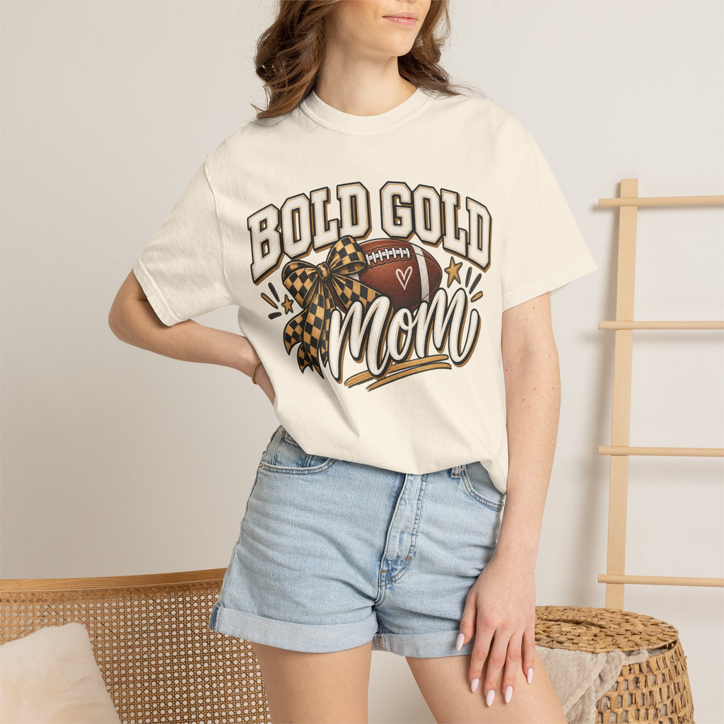 Bold Gold Mom Football T-Shirt – Football Design