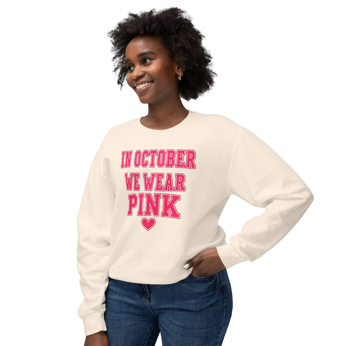 In October We Wear Pink Sweatshirt — Breast Cancer Awareness Crewneck