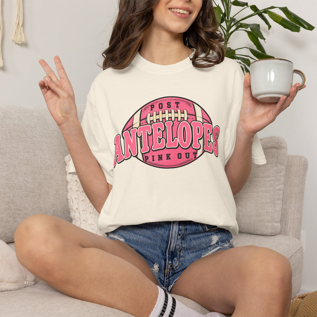 Antelopes Pink Out Football T-Shirt — Vintage Team Game Day Tee