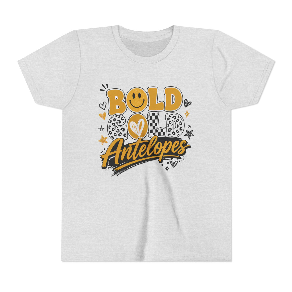 Bold Gold Antelopes Youth Tee — Cheerful School Spirit Graphic Shirt