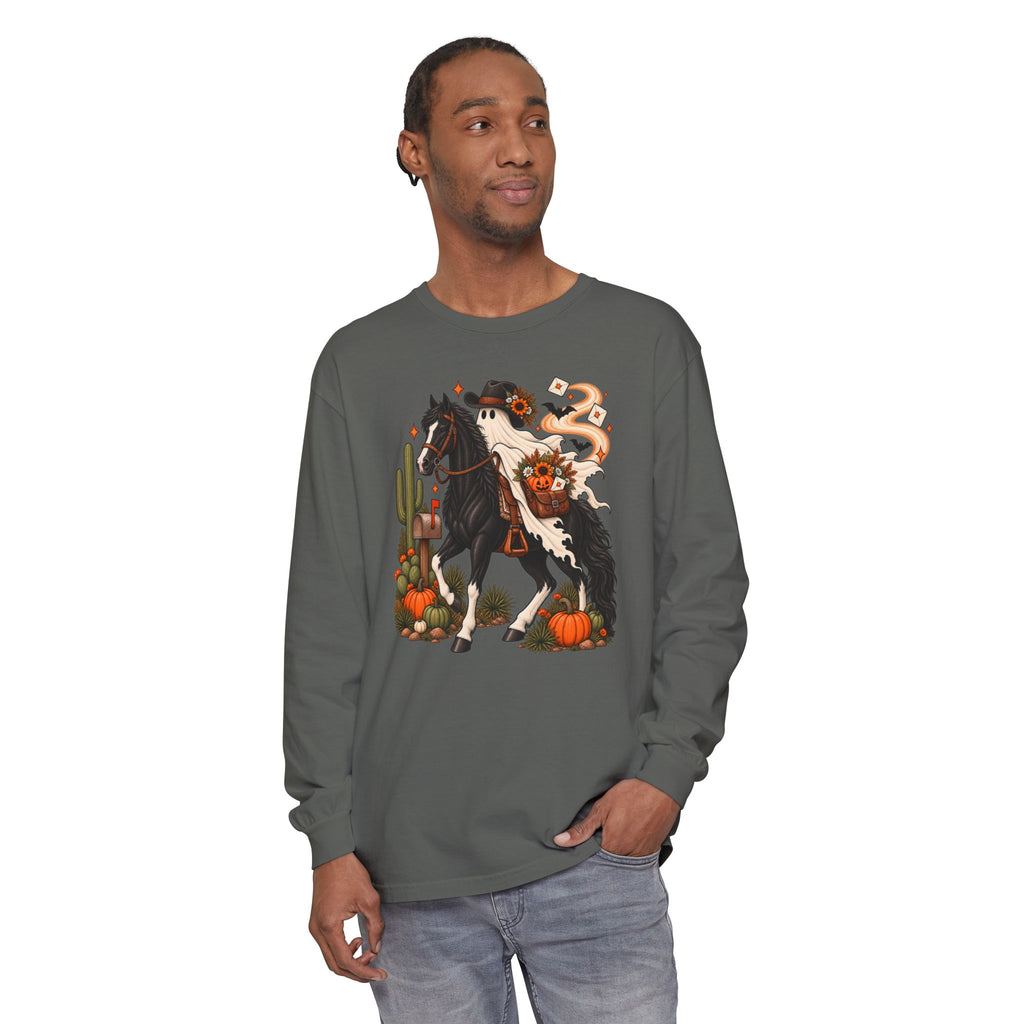 Halloween Cowboy Ghost Horse Long Sleeve Tee