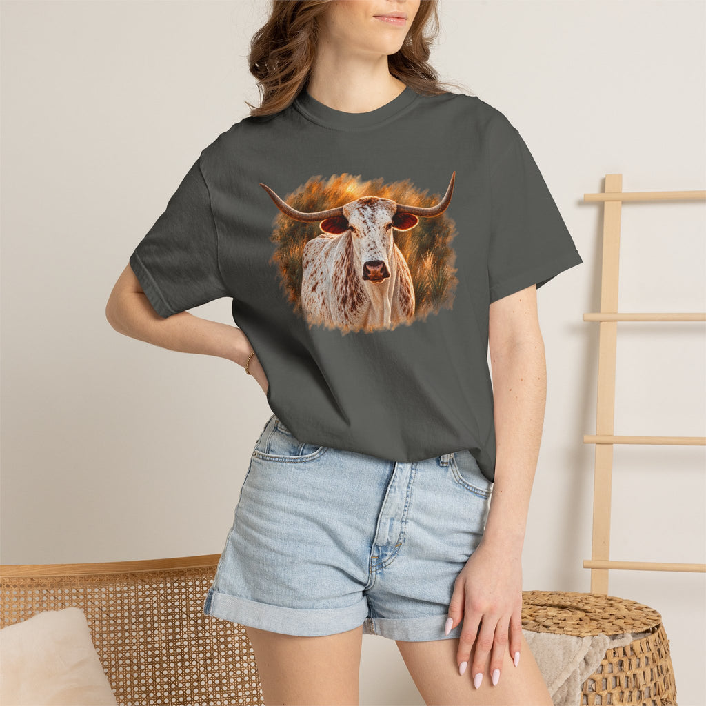 Longhorn Painting T-Shirt — Rustic Texas Cattle Graphic Tee