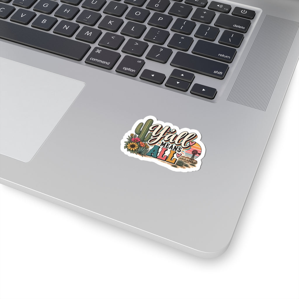Y’all Means All Vinyl Sticker — Retro Desert Cactus Floral Design