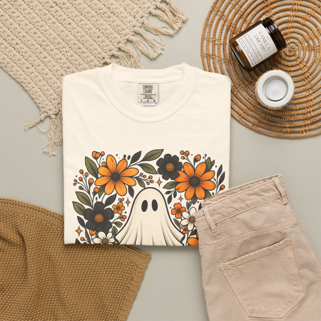 Ghost Bouquet T-Shirt — Floral Halloween Graphic Tee
