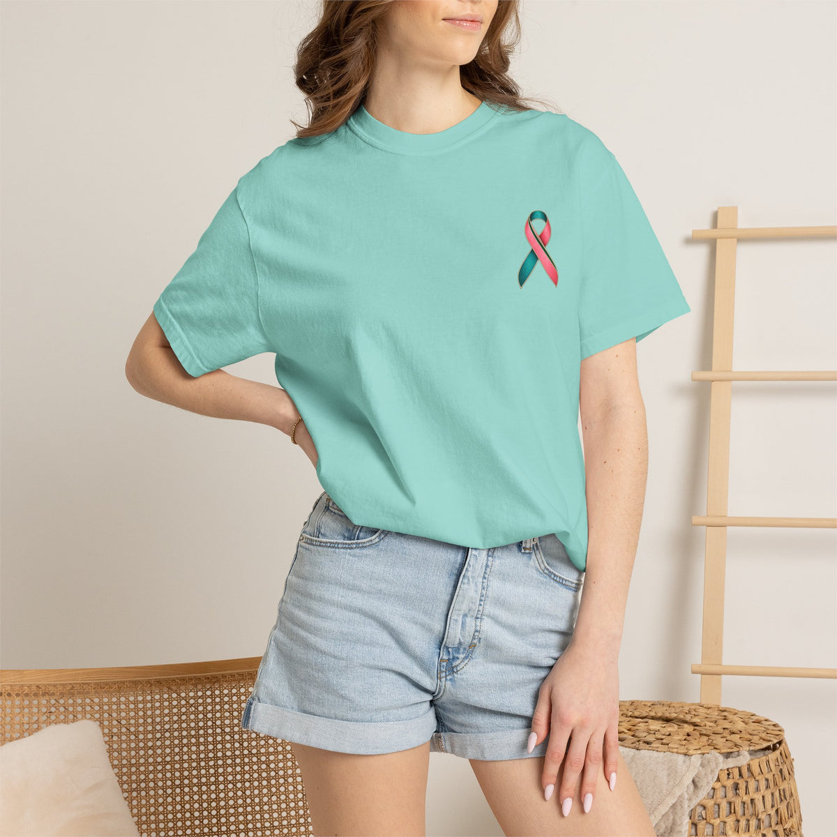 Metastatic Cancer Awareness Ribbon T‑Shirt — Garment‑Dyed Support Tee