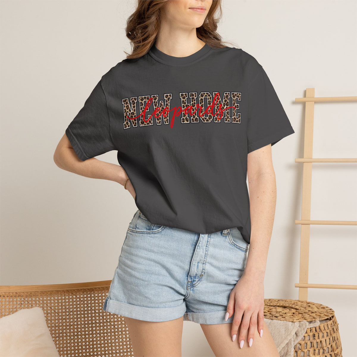 New Home Leopard Script T-Shirt