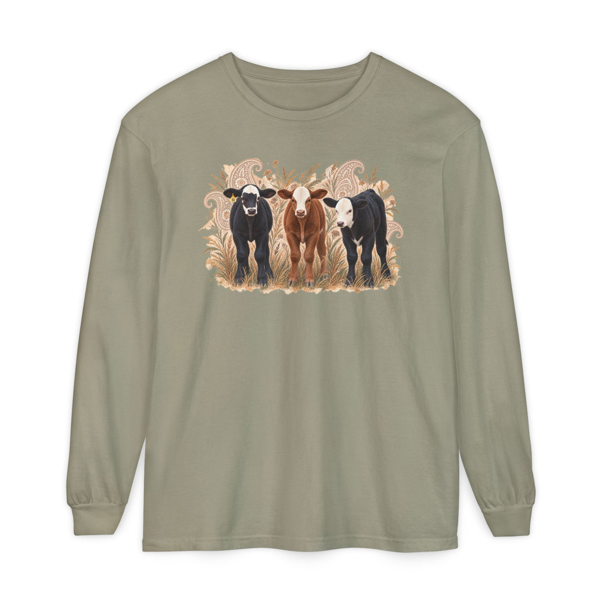 Cow Trio Long Sleeve Shirt — Rustic Farm Animal Tee for Ranch Lovers