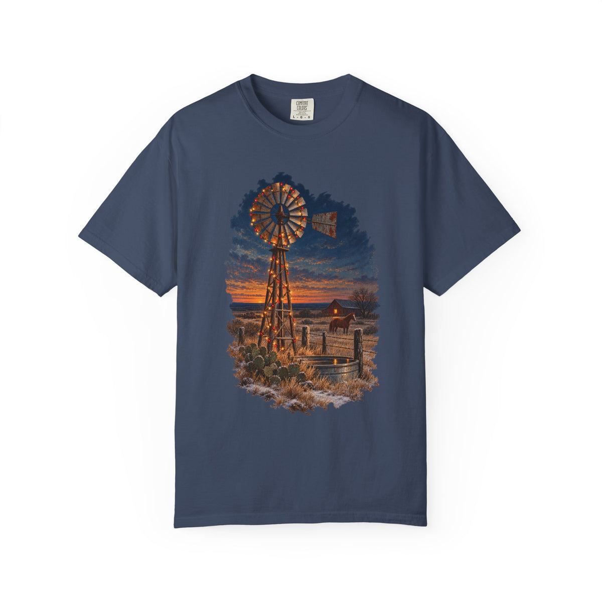 Vintage Windmill Christmas Sunset T-Shirt