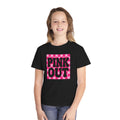 Youth Tee — "PINK OUT" Pink Check Graphic Tee for Kids (Breast Cancer Awareness, Pink Out Events)