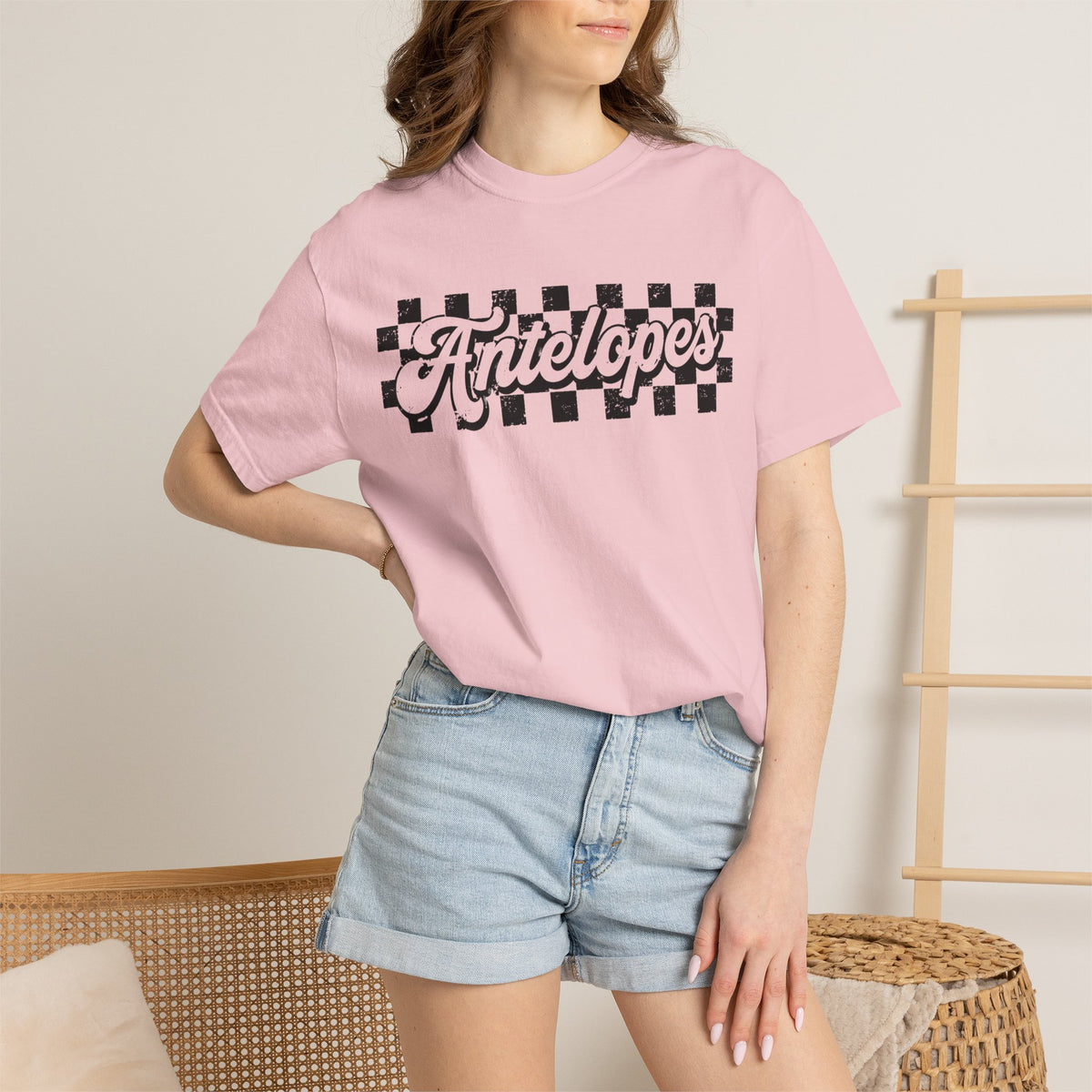 Antelopes Checkerboard Graphic T-Shirt