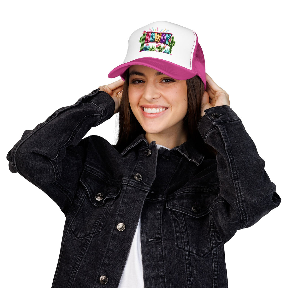 Howdy Neon Cactus Trucker Hat