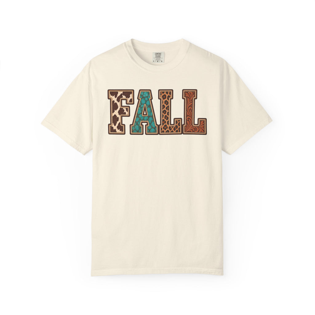 Fall Graphic T-Shirt —  Western Retro Patchwork Lettering