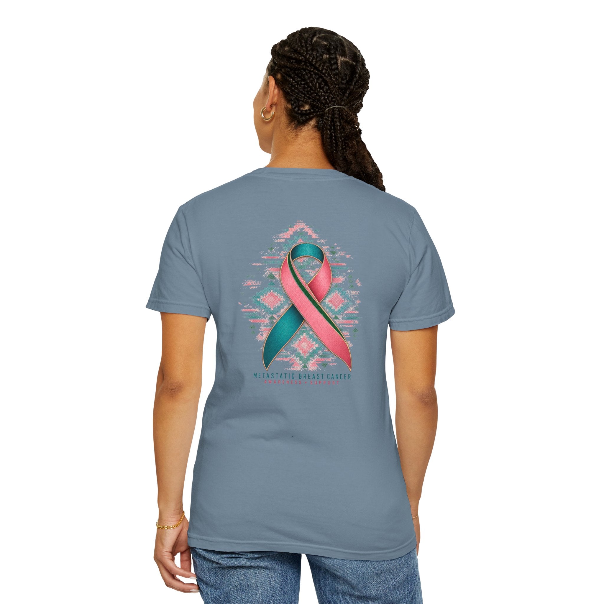 Metastatic Cancer Awareness Ribbon T‑Shirt — Garment‑Dyed Support Tee