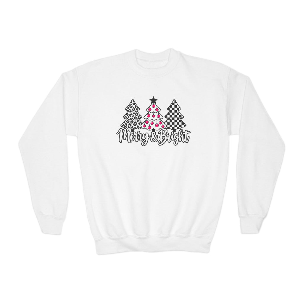 Merry & Bright Christmas Tree Youth Crewneck Sweatshirt
