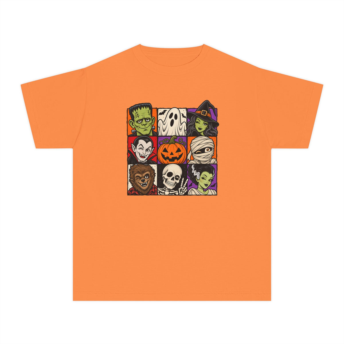 Kids Halloween Monsters Tee — Cute Retro Monster Patchwork Shirt