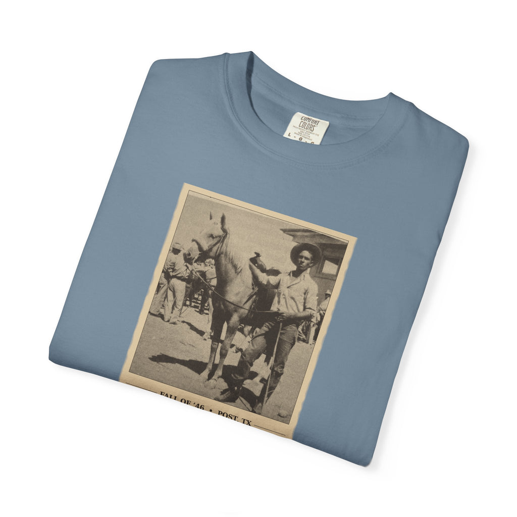 Vintage Cowboy Photo T-Shirt — 'Tales of the West' Garment-Dyed Tee