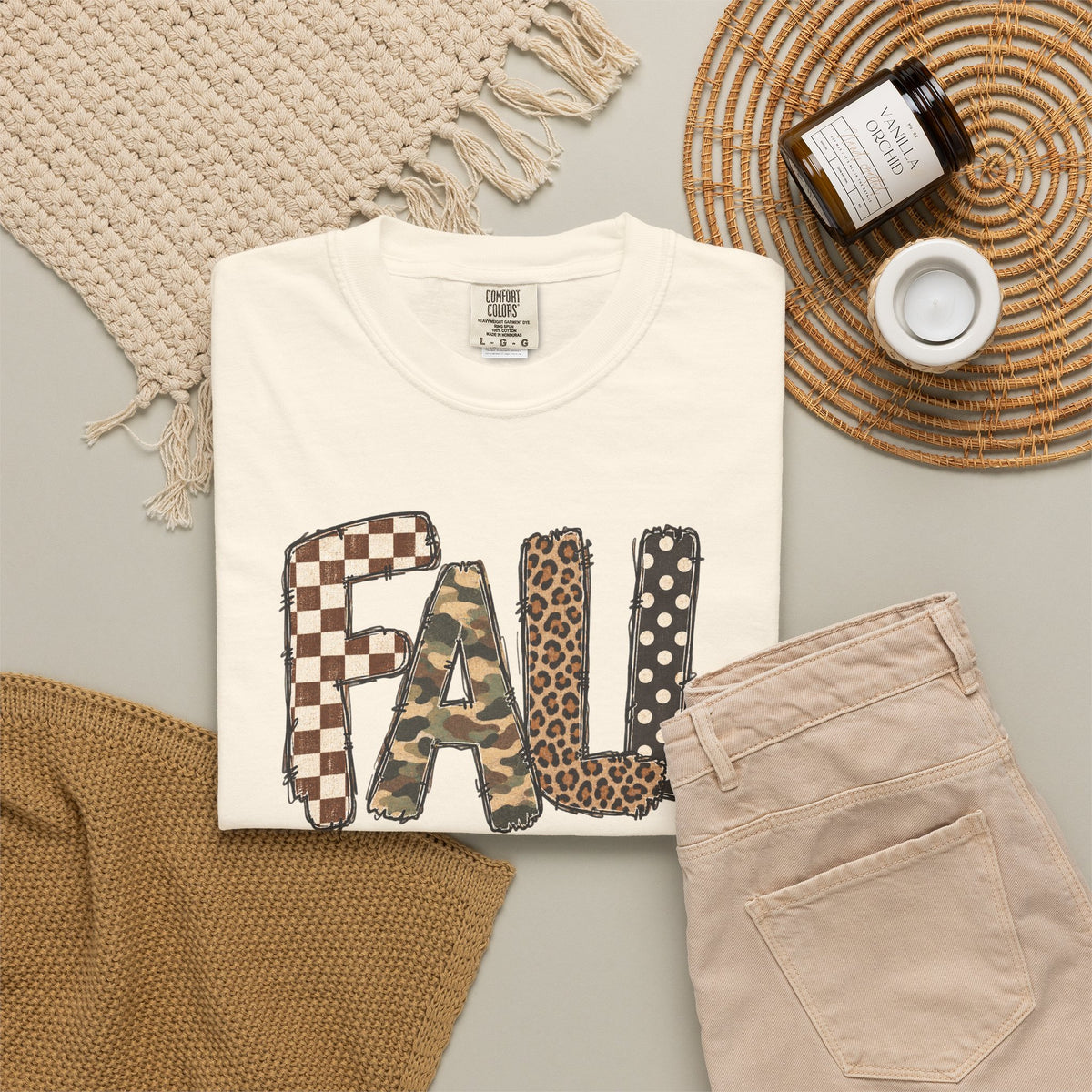 Fall Patchwork Letter T-Shirt