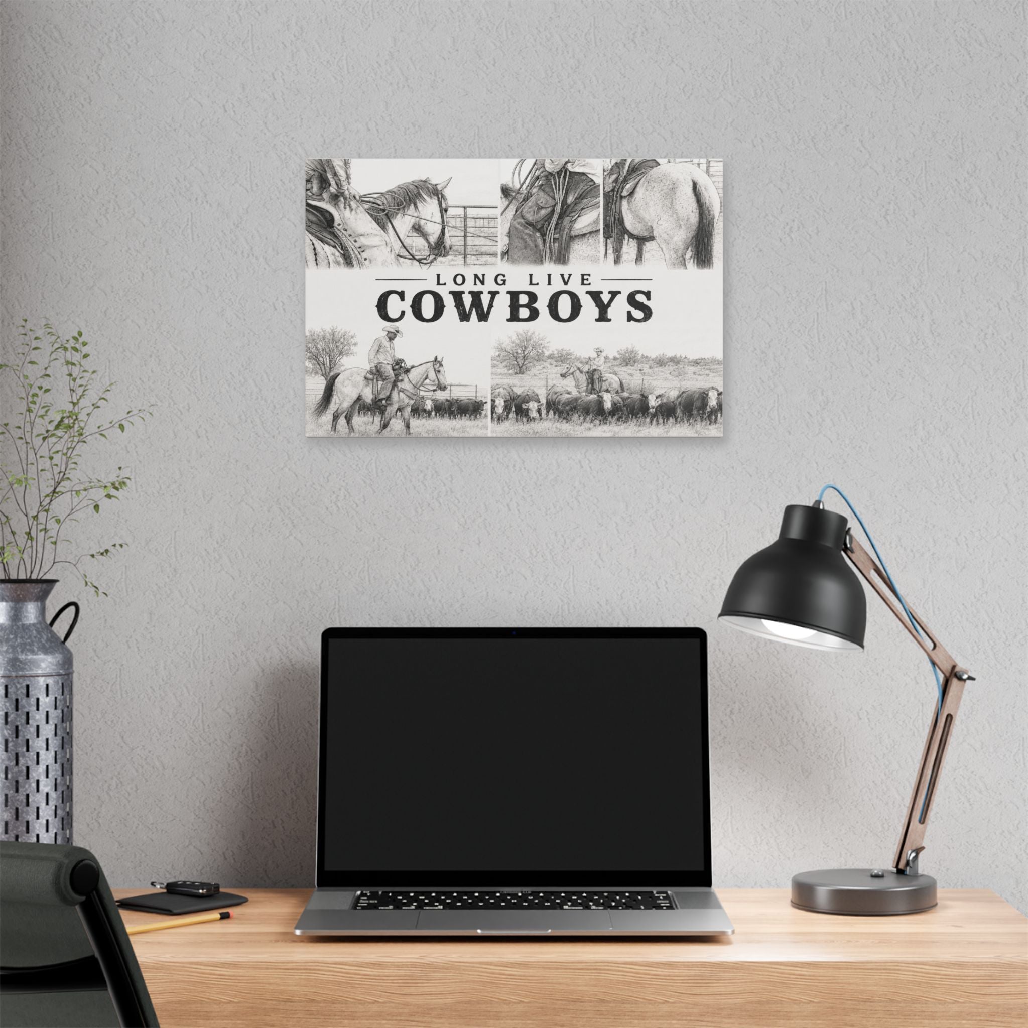 Long Live Cowboys Canvas Wall Art — Western Cowboy Rustic Home Decor
