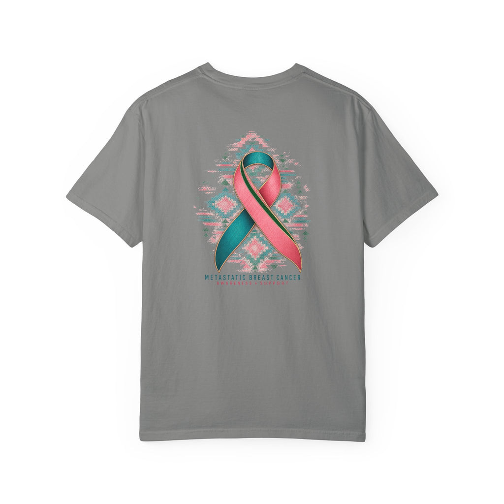 Metastatic Cancer Awareness Ribbon T‑Shirt — Garment‑Dyed Support Tee