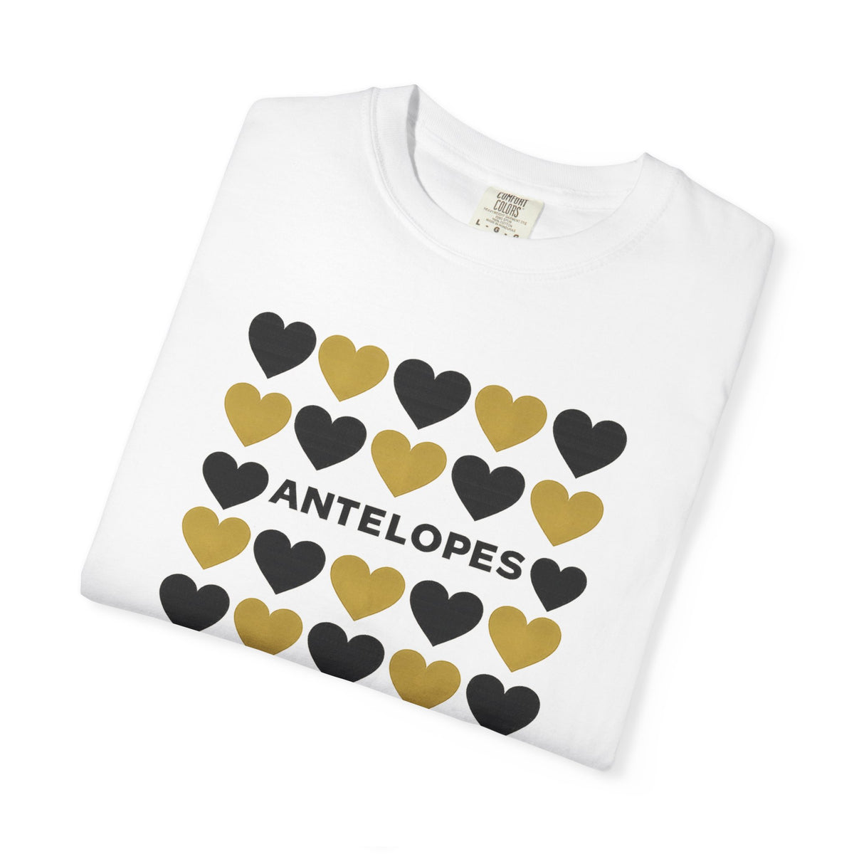 Antelopes Heart Grid T-Shirt — Gold & Black Graphic Tee