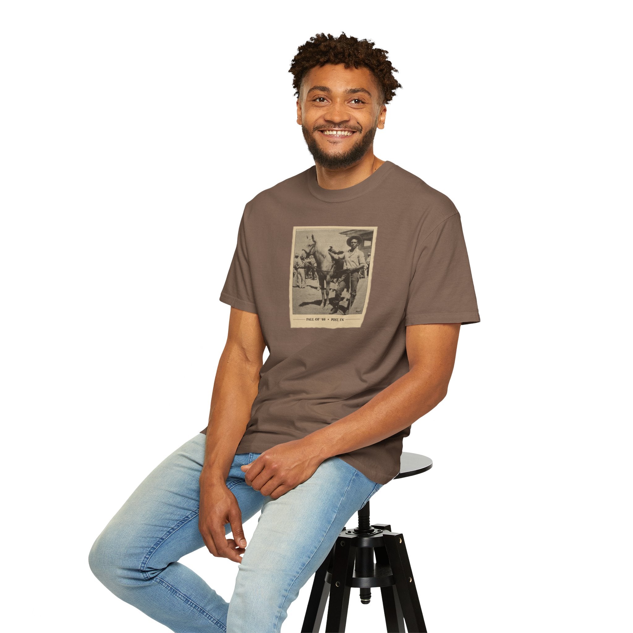Vintage Cowboy Photo T-Shirt — 'Tales of the West' Garment-Dyed Tee