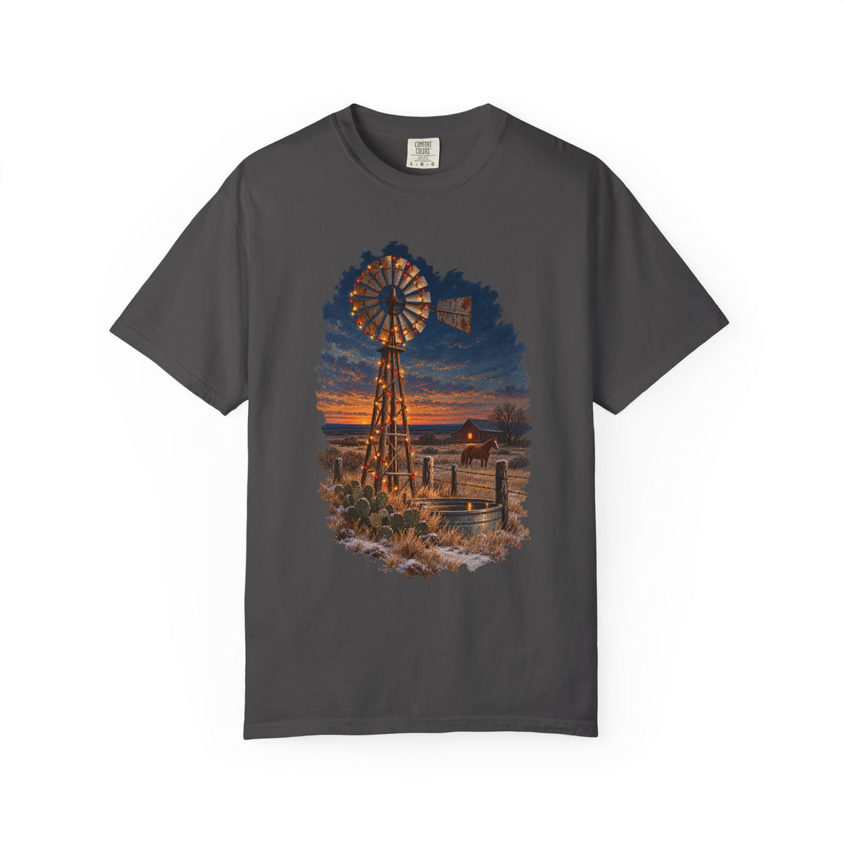 Vintage Windmill Christmas Sunset T-Shirt