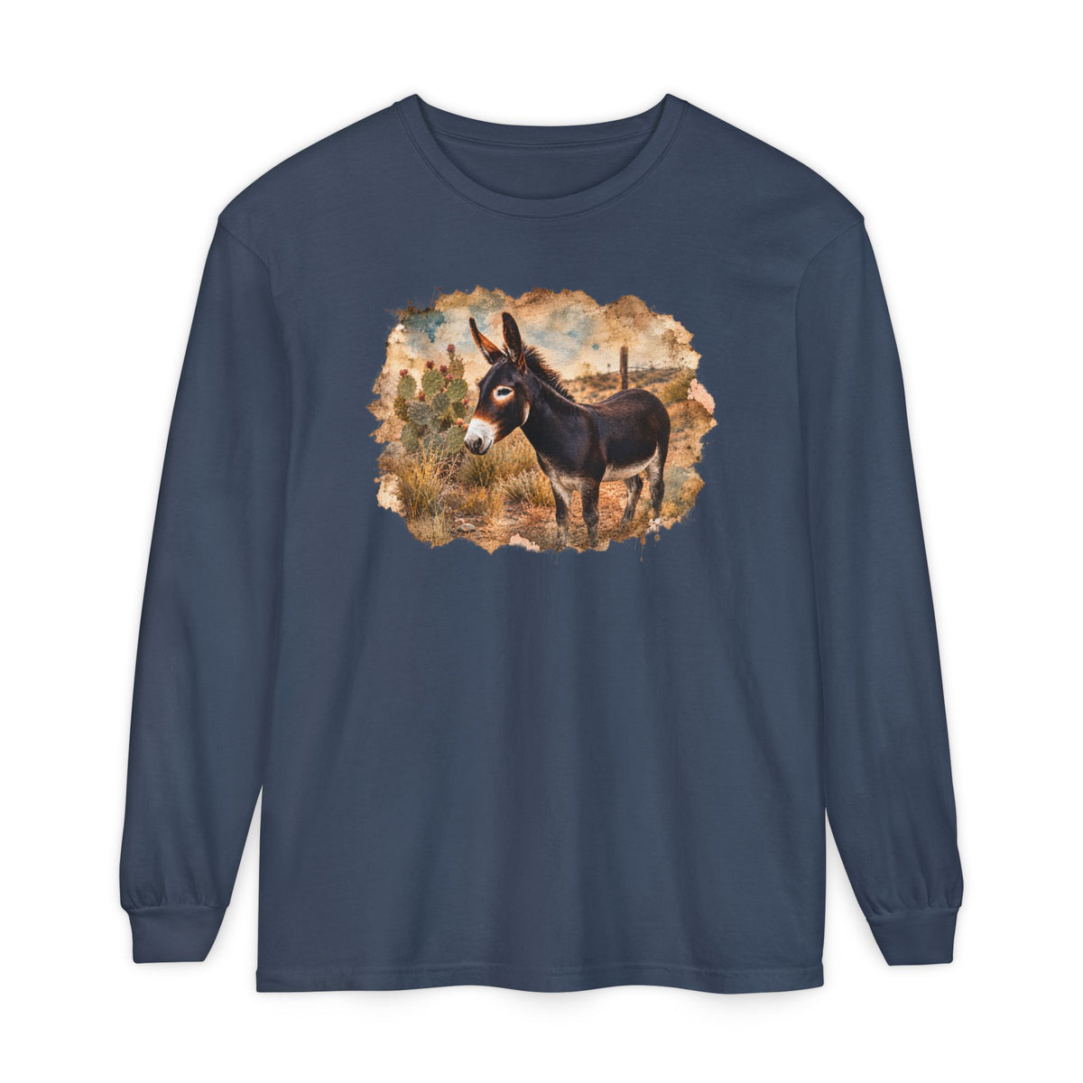 Donkey in Desert Scene Long Sleeve Tee