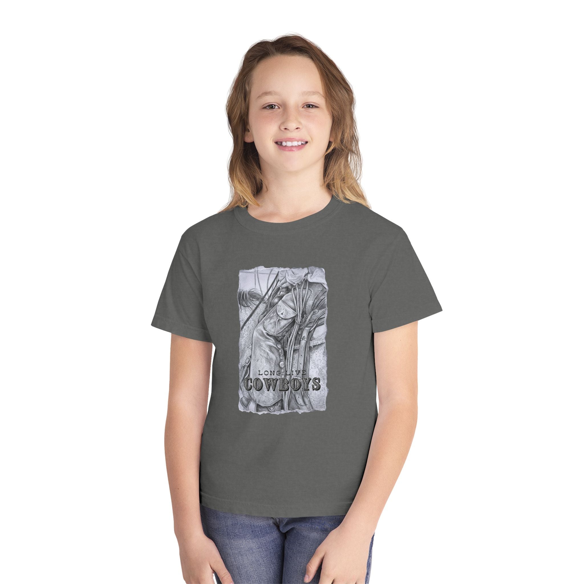 Youth Long live Cowboys Graphic Tee — Rustic Western Rodeo T‑Shirt