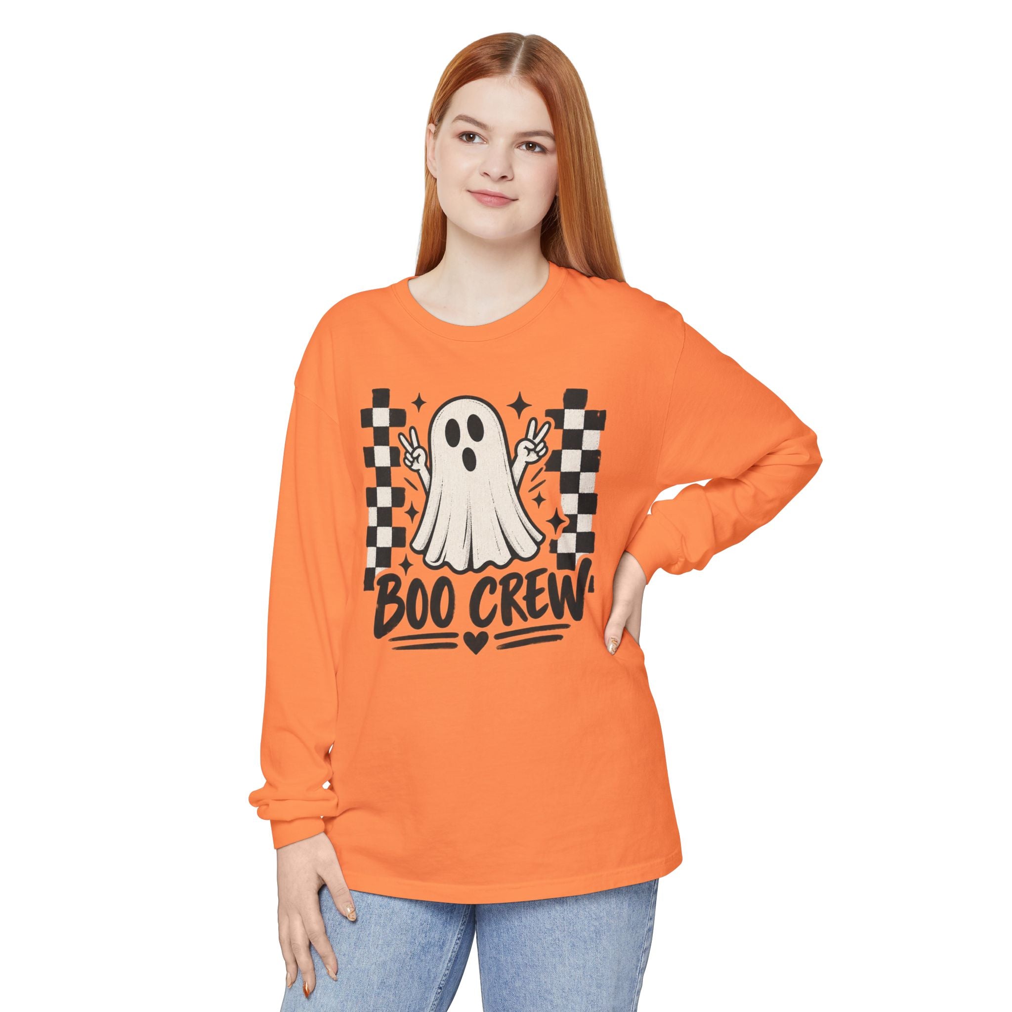 Boo Crew Long Sleeve Tee — Cute Ghost Halloween Shirt