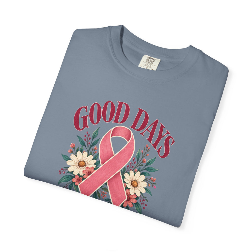 Breast Cancer Awareness T-Shirt — "Good Days Ahead" Ribbon Floral Tee