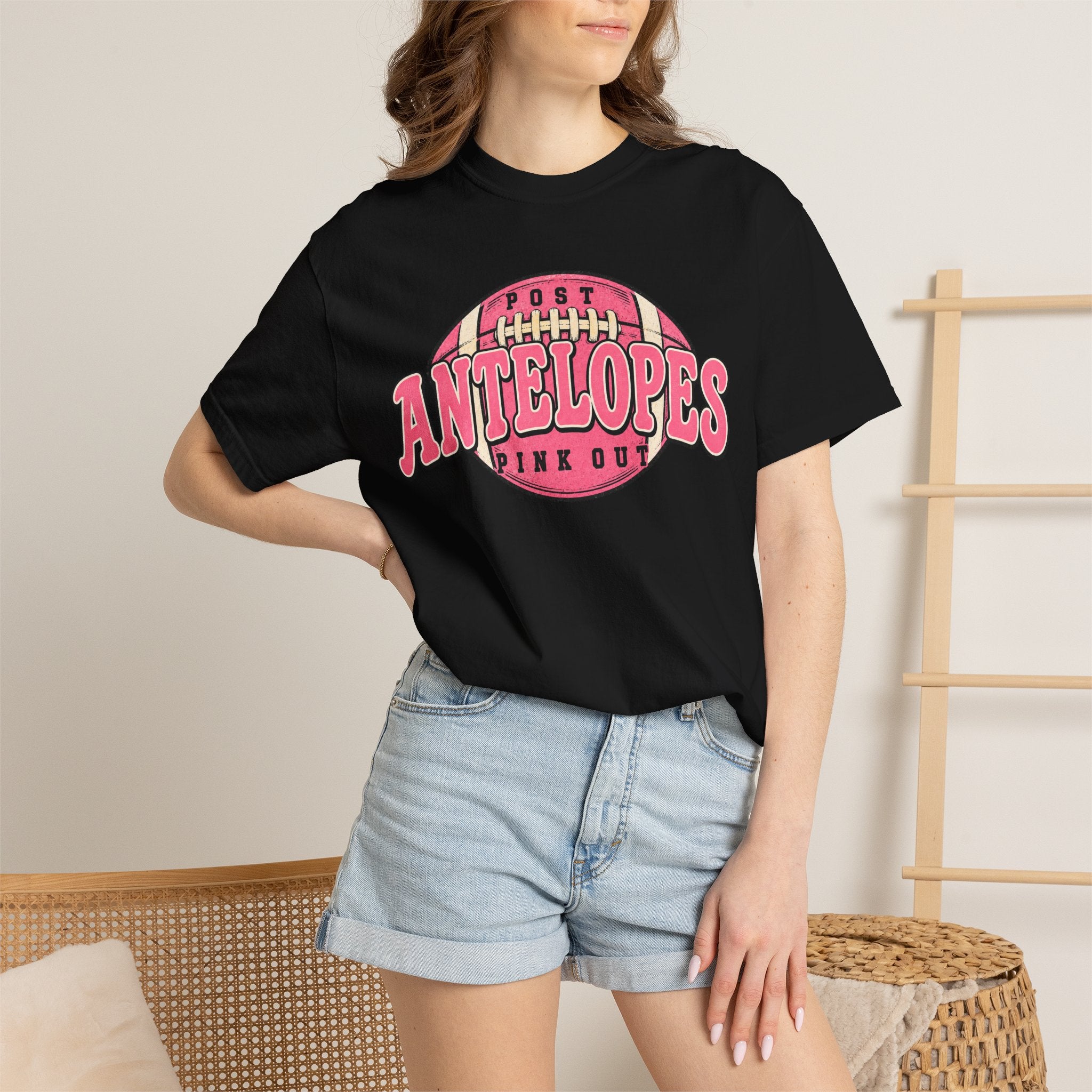 Antelopes Pink Out Football T-Shirt — Vintage Team Game Day Tee