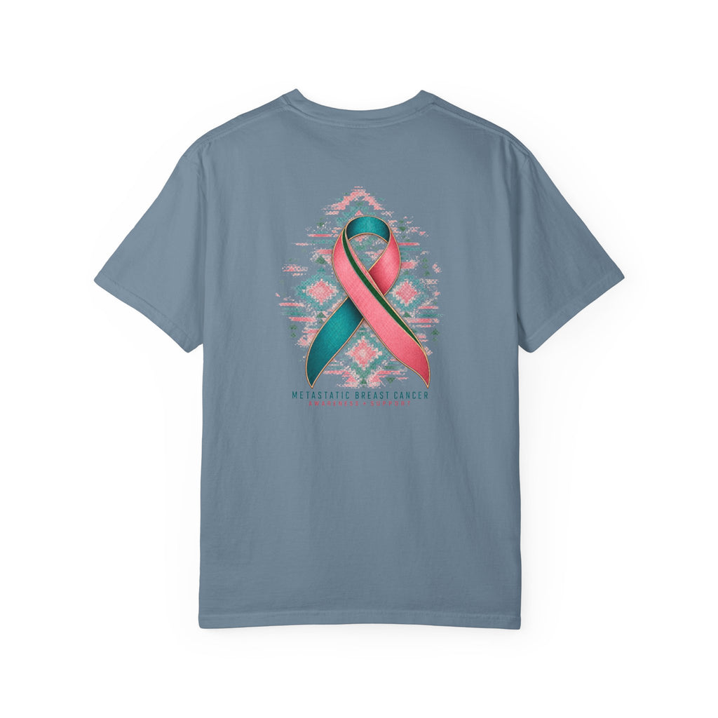 Metastatic Cancer Awareness Ribbon T‑Shirt — Garment‑Dyed Support Tee