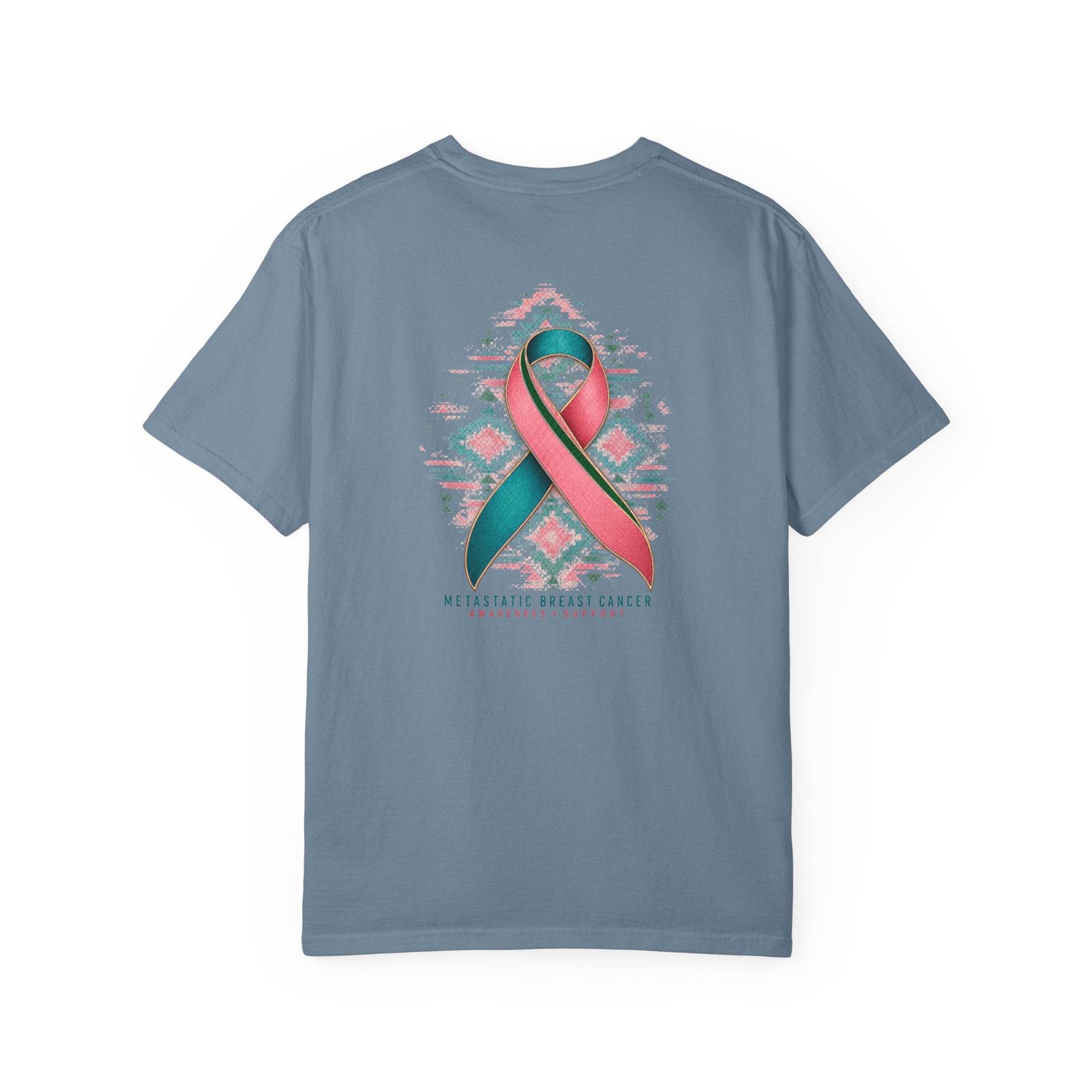Metastatic Cancer Awareness Ribbon T‑Shirt — Garment‑Dyed Support Tee