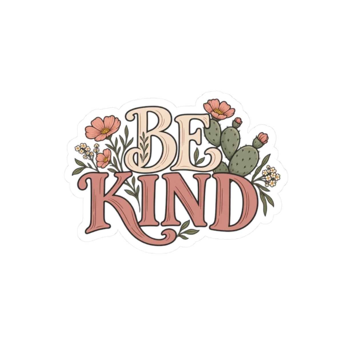 Be Kind Floral Sticker — Kiss-Cut Vinyl Laptop Decal