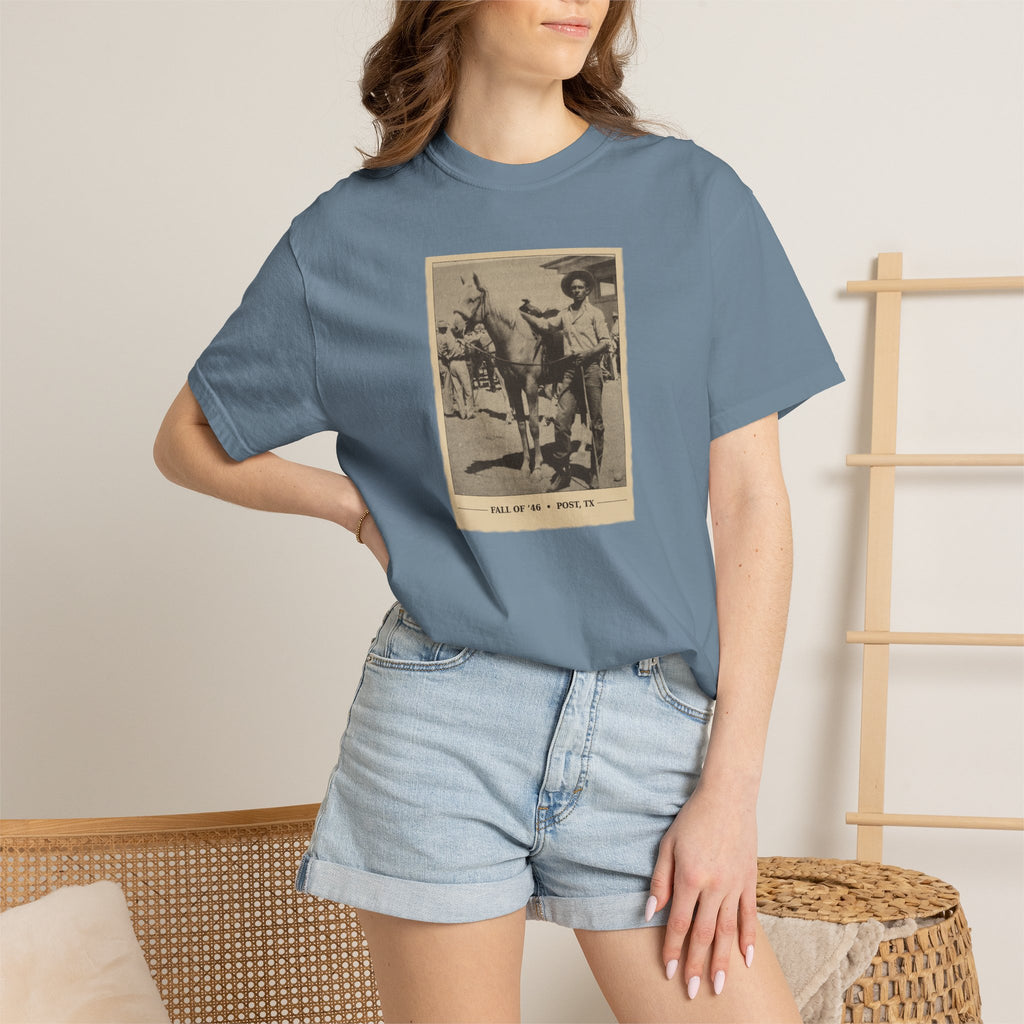 Vintage Cowboy Photo T-Shirt — 'Tales of the West' Garment-Dyed Tee