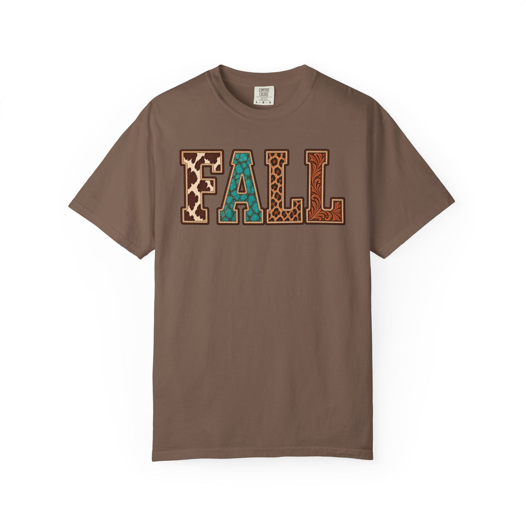 Fall Graphic T-Shirt —  Western Retro Patchwork Lettering