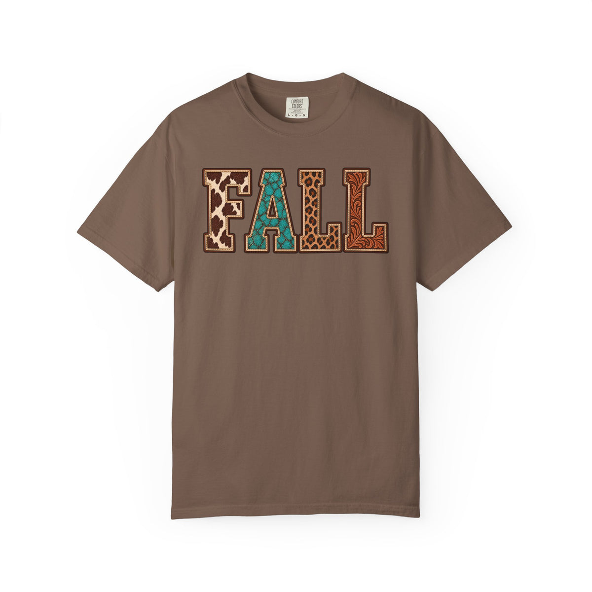 Fall Graphic T-Shirt —  Western Retro Patchwork Lettering