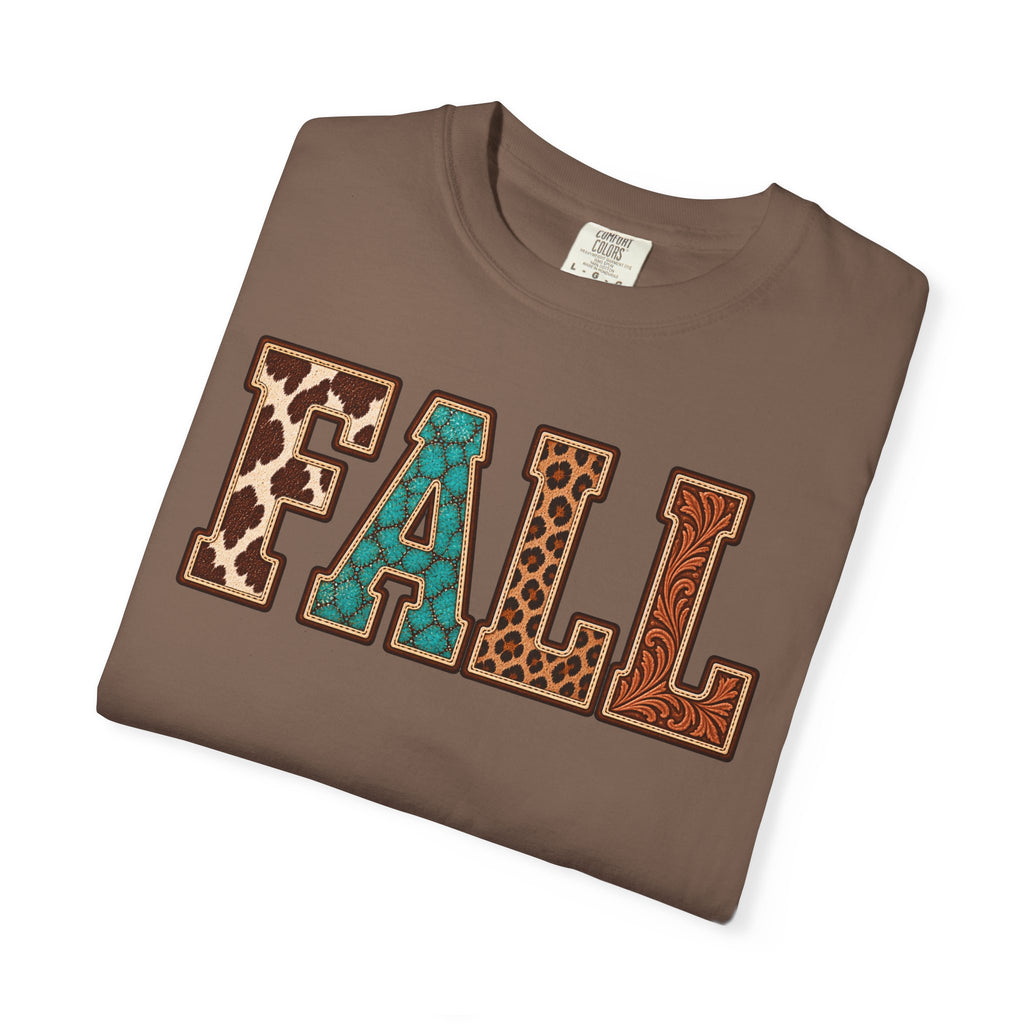 Fall Graphic T-Shirt —  Western Retro Patchwork Lettering